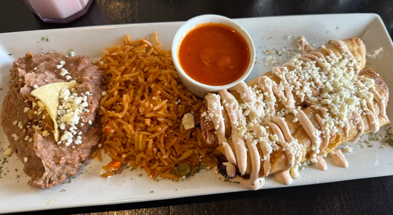 Churros with chocolate sauce at Tacos Mexico Memorial Calgary